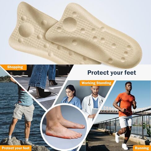 ضبان جل للتدليك لتخفيف آلام الكعب والقوس طوال اليوم من ZAIWOO، طول 3/4 للرجال والنساء، زوج واحد (S، بيج) in Kuwait