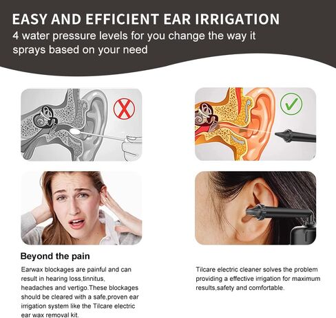 أداة إزالة شمع الأذن، منظف الأذن الذي يعمل بالطاقة المائية مع 6 فوهات، تيار نفاث كهربائي ثلاثي 3 أوضاع للضغط، مجموعة تنظيف الأذن لإزالة شمع الأذن، نظام ري داخلي آمن وفعال لتنظيف الأذن in Kuwait