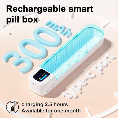 منبه طبي لموزع حبوب الدواء الإلكتروني من Odaro - حافظة حبوب سفر أسبوعية، حامل حبوب دواء لمدة 7 أيام مع تطبيق، تذكير بصندوق حبوب الدواء المحمول لكبار السن مرة واحدة في اليوم (أخضر) in Kuwait