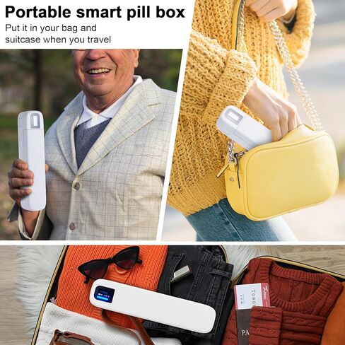 منبه طبي لموزع حبوب الدواء الإلكتروني من Odaro - حافظة حبوب سفر أسبوعية، حامل حبوب دواء لمدة 7 أيام مع تطبيق، تذكير بصندوق حبوب الدواء المحمول لكبار السن مرة واحدة في اليوم (أخضر) in Kuwait