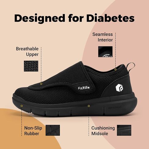 FitVille Diabetic Shoes for Women Extra Wide Width Walking Shoes Slip-On Orthopedic Shoes for Swollen Feet Foot Pain Relief - EasyTop Wings V2 in Saudi Arabia