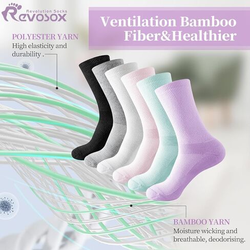 Revosoxs Diabetic Crew Socks for Men Women,Non-Binding Seamless Toe Neuropathy Socks,Loose Top Diabetic Socks 6-9 9-11 in Kuwait