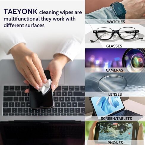 مناديل تنظيف العدسات من تايونك، مناديل مبللة مسبقا مضادة للضباب للنظارات والنظارات الشمسية والنظارات والشاشات والكاميرا وعدسات المنظار والنظارات الصناعية والدروع in Kuwait