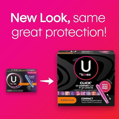 U by Kotex Click Compact Tampons, Super Plus Absorbency, Unscented, 16 Count in Kuwait