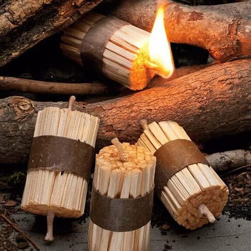 كينجز كاونتي تولز مجموعة اشعال النار، عبوة من 20 قطعة | حزم عصي خشبية مشبعة بالشمع بطول 3 انش | رائعة للشواء ونار التخييم in Kuwait