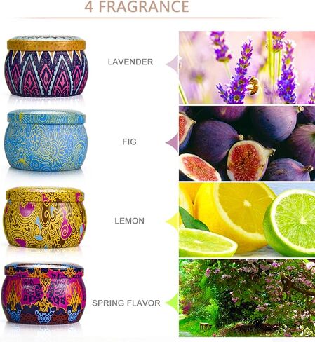 WuNa Scented Candles Gift Set Mom Gifts 4 Cans Aromatherapy Candle 4.4 Oz Natural Soy Wax Bath Yoga Unique Mothers Day Gifts Christmas Birthday Gifts for Women Wife Friends in Saudi Arabia