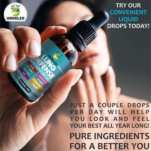 8 in 1 LUNG DEFENSE Herbal Extract, Blend (Mullein-Marshmallow-OSHA-Wild Cherry-Elderberry-Yerba Santa-Olive Leaf-ACV) Lung Cleanse, Respiratory & Immune system Support. Liquid supplement 2 OZ in Kuwait