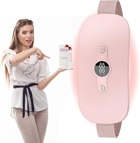 Portable Heating Pad, Electric Heating Pad for Back Pain Relief Cramps,Menstrual Heating Pad Fast Heating Belly Wrap Belt with 6 Heat Levels, 6 Vibration Modes Gift for Women Girl Wife Girlfriend in Saudi Arabia