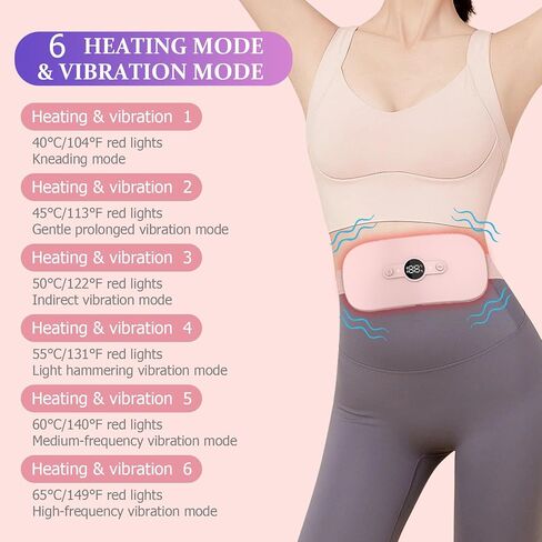 Portable Heating Pad, Electric Heating Pad for Back Pain Relief Cramps,Menstrual Heating Pad Fast Heating Belly Wrap Belt with 6 Heat Levels, 6 Vibration Modes Gift for Women Girl Wife Girlfriend in Saudi Arabia