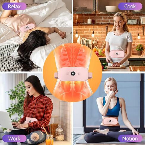 Portable Heating Pad, Electric Heating Pad for Back Pain Relief Cramps,Menstrual Heating Pad Fast Heating Belly Wrap Belt with 6 Heat Levels, 6 Vibration Modes Gift for Women Girl Wife Girlfriend in Saudi Arabia