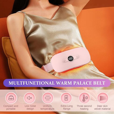 Portable Heating Pad, Electric Heating Pad for Back Pain Relief Cramps,Menstrual Heating Pad Fast Heating Belly Wrap Belt with 6 Heat Levels, 6 Vibration Modes Gift for Women Girl Wife Girlfriend in Saudi Arabia