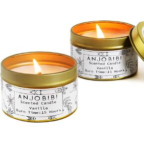 هدايا الشموع المعطرة بالياسمين + الفانيليا للنساء (عبوة من قطعتين) - 2 أونصة - شمعة تدوم طويلاً لمدة 15 ساعة | شموع عضوية، طبيعية بالكامل، شموع الصويا، أنجوبيبي in Kuwait