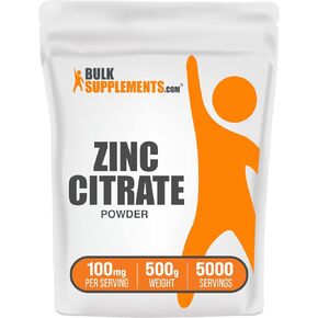BulkSupplements.com مسحوق سيترات الزنك - مكملات الزنك، 30 مجم، مسحوق الزنك - سيترات الزنك النقي، لدعم المناعة - خالي من الغلوتين، 100 مجم لكل وجبة، 250 جم (8.8 أونصة)