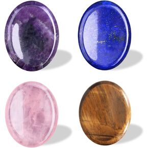 4 قطع من حجر القلق للقلق، كريستالات وأحجار الجمشت الوردية وعين النمر من اللازورد العلاجي لتخفيف التوتر والتأمل in Kuwait