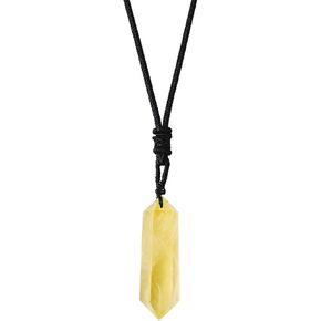 Apengshi Natural Healing Crystal Double Pointed Pendants Natural Crystal Quartz Necklace 6 Faceted Chakra Crystal Wand Energy Stone Necklace Pendant Meditation Balance Reiki Gifts