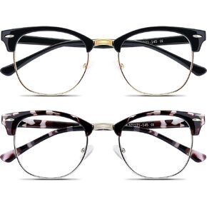 BOSSWIN Blue Light Glasses, Fashion Round Half Frame, Computer/Game/Reading/TV Blue Light Blocking Glasses