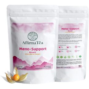 AffirmaTea Meno-Support BloatX | Natural Relief from Menopause Symptoms | Bloating, Mood Swings, and Hormonal Imbalance | with Red Clover, & Dong Quai | Poha Berry Flavour | 30 Teabags