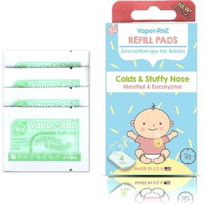 RaZbaby Vapor-RaZ Refills/Baby Cough and Cold Relief/Use at Home & on the go/All Natural Menthol & Eucalyptus / 4 Refills in Saudi Arabia