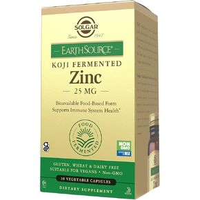 سولجار إيرث سورس فود كوجي زنك 25 مجم، 60 كبسولة نباتية - امتصاص أعلى، زنك متوافر حيويًا للمناعة وصحة الجلد - غير معدّل وراثيًا، نباتي، خالي من الغلوتين، خالي من منتجات الألبان، كوشير - 60 وجبة in Kuwait