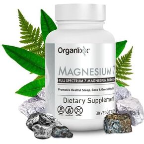 Organixx Magnesium Supplement, Natural Magnesium Capsules for Sleep Support, Muscle Recovery, with Vitamin B6 and Manganese Citrate and Glycinate, High Absorption, Vegan, Non GMO (30 Count)