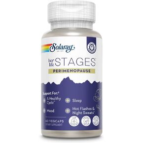 Solaray Perimenopause her Life Stages - Perimenopause Supplements Women - Hot Flashes, Menopause Support - Saffron and Chasteberry - Made Without Hormones - 60-Day Guarantee - 30 Servings, 60 VegCaps in Kuwait