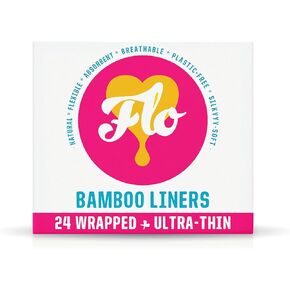 FLO - Organic Bamboo Daily Panty Liners, Plant-Based Cotton, Biodegradable, Leak-Busting Protection, Black-and-Woman-Owned, Women, Feminine Hygiene, Compostable, Individually Wrapped, (24 Count) in Kuwait