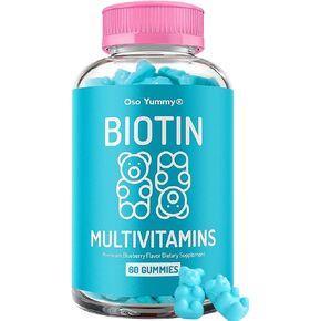 Vegan Hair Skin and Nails Gummies (1 Month) Biotin Gummies w/Sugar, Bunny Shaped Supplement w/ Biotin 5000mg + Vitamins A, C, D, E, B6, B12 + Zinc, Hair Vitamins for Faster Hair Growth for Women & Men in Saudi Arabia