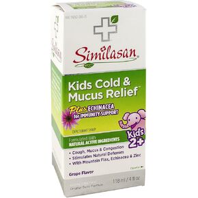 Similasan Kids شراب تخفيف البرد والمخاط بالإضافة إلى إشنسا 4 أوقية