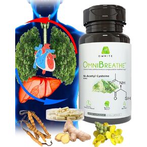Asthma Relief,Bronchial Health,Lung Cleanse and Detox by OmniBreathe,30-Day Respiratory Wellness Supplement,Naturally Reduce Cough & Clear Mucus/Phlegm for Smokers in 24H,60 Veg Capsules(Read Reviews)