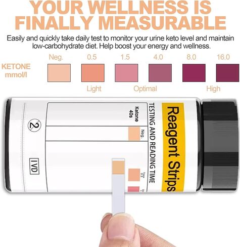 شرائط اختبار الكيتون 200 قيراط - شرائط كيتو للحصول على نتائج سريعة ودقيقة، شرائط اختبار الكيتوزية سهلة الاستخدام، نتائج سهلة القراءة | 200 شريط كيتون in Kuwait
