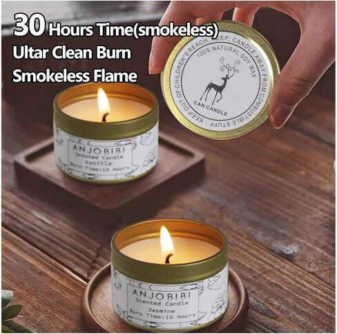 هدايا الشموع المعطرة بالياسمين + الفانيليا للنساء (عبوة من قطعتين) - 2 أونصة - شمعة تدوم طويلاً لمدة 15 ساعة | شموع عضوية، طبيعية بالكامل، شموع الصويا، أنجوبيبي in Kuwait