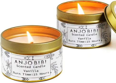 هدايا الشموع المعطرة بالياسمين + الفانيليا للنساء (عبوة من قطعتين) - 2 أونصة - شمعة تدوم طويلاً لمدة 15 ساعة | شموع عضوية، طبيعية بالكامل، شموع الصويا، أنجوبيبي in Kuwait