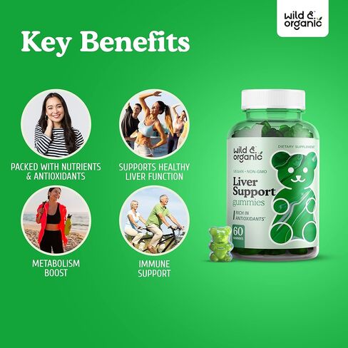 Liver Support Gummies - Liver Cleanse Detox & Repair Supplement w/Milk Thistle, Chicory, Turmeric. Burdock & Dandelion Root Extract - 60 Chews in Kuwait