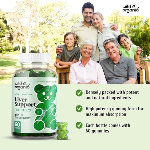 Liver Support Gummies - Liver Cleanse Detox & Repair Supplement w/Milk Thistle, Chicory, Turmeric. Burdock & Dandelion Root Extract - 60 Chews in Kuwait