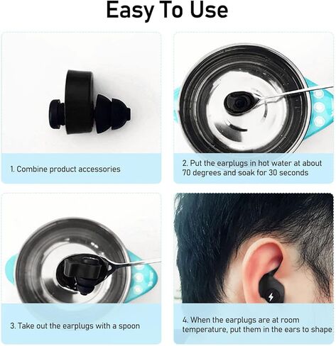 سدادات أذن سوداء، سدادات أذن وسدادات أذن سيليكون قابلة لإعادة الاستخدام لإلغاء الضوضاء، وحماية مريحة للسمع in Kuwait