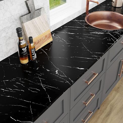 VEELIKE 15.7''x354'' Matte Marble Countertop Contact Paper Waterproof White Gold Marble Wallpaper Peel and Stick Countertops for Kitchen Counter Top Stick Paper Self Adhesive Vinyl for Bathroom Table in Saudi Arabia