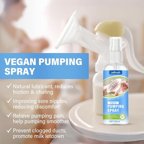 رذاذ الضخ، رذاذ مضخة الثدي العضوي، مادة تشحيم نباتية للدرع وشفة المضخة، خالية من اللانولين، مكونات طبيعية in Kuwait