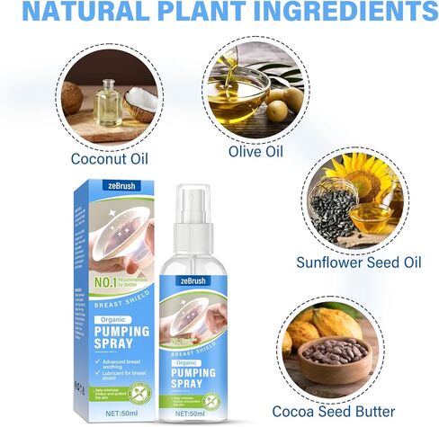 رذاذ الضخ، رذاذ مضخة الثدي العضوي، مادة تشحيم نباتية للدرع وشفة المضخة، خالية من اللانولين، مكونات طبيعية in Kuwait