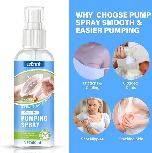 رذاذ الضخ، رذاذ مضخة الثدي العضوي، مادة تشحيم نباتية للدرع وشفة المضخة، خالية من اللانولين، مكونات طبيعية in Kuwait