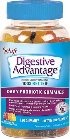Digestive Advantage Probiotic Gummies For Digestive Health, Daily Probiotics For Women & Men, Support For Occasional Bloating, Minor Abdominal Discomfort & Gut Health, 120ct Natural Fruit Flavors in Kuwait