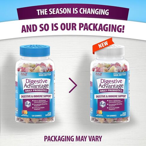 Digestive Advantage Probiotic Gummies For Digestive Health, Daily Probiotics For Women & Men, Support For Occasional Bloating, Minor Abdominal Discomfort & Gut Health, 120ct Natural Fruit Flavors in Kuwait