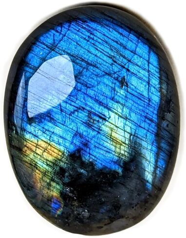 EUSICE - Labradorite Natural Palm Stone - Relaxation & Anti-Stress Healing Stone - 100% Handcrafted & Handmade - Ethical Gemstone Labradorite for Lithotherapy Wellness Meditation Yoga. All Levels in Saudi Arabia