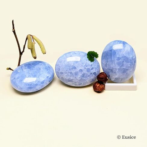 EUSICE - حجر لابرادوريت الطبيعي من النخيل - حجر شفاء للاسترخاء ومضاد للإجهاد - مصنوع يدويًا بنسبة 100% - لابرادوريت من أحجار كريمة أخلاقية لليوجا والتأمل الصحي. جميع المستويات in Kuwait