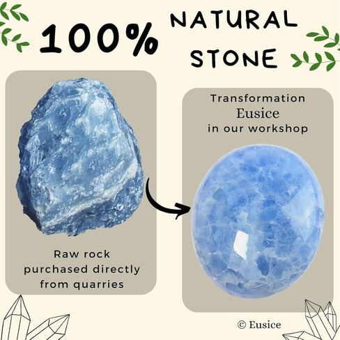 EUSICE - حجر لابرادوريت الطبيعي من النخيل - حجر شفاء للاسترخاء ومضاد للإجهاد - مصنوع يدويًا بنسبة 100% - لابرادوريت من أحجار كريمة أخلاقية لليوجا والتأمل الصحي. جميع المستويات in Kuwait