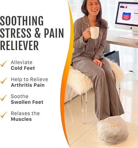 جهاز تدفئة القدمين من هابي هيت، وسادة تسخين كهربائية لتهدئة آلام وتشنجات القدمين، علاج تسخين، استخدام المكتب والمنزل، وسادة مضادة للانزلاق بالماء الساخن، لاسلكية، قابلة لإعادة الاستخدام وقابلة لإعادة الشحن - رمادي in Kuwait