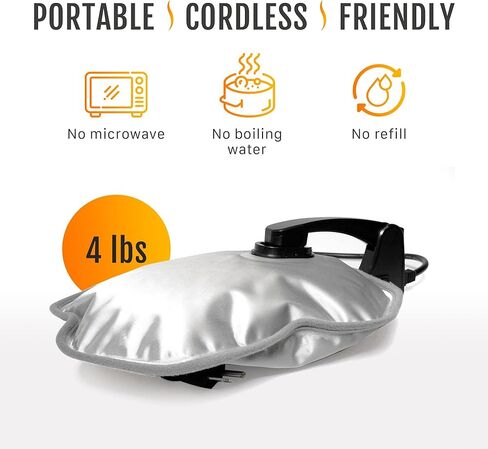 جهاز تدفئة القدمين من هابي هيت، وسادة تسخين كهربائية لتهدئة آلام وتشنجات القدمين، علاج تسخين، استخدام المكتب والمنزل، وسادة مضادة للانزلاق بالماء الساخن، لاسلكية، قابلة لإعادة الاستخدام وقابلة لإعادة الشحن - رمادي in Kuwait