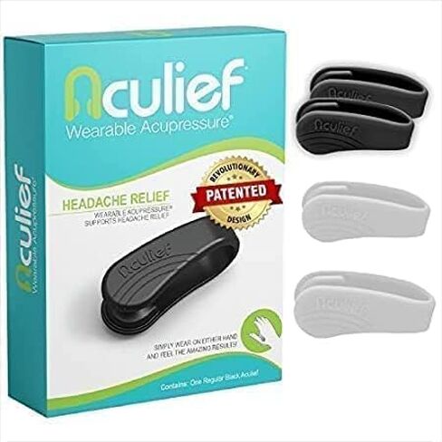 Aculief - الصداع الطبيعي والصداع النصفي وتخفيف التوتر الحائز على جوائز - يمكن ارتداؤه - يدعم الاسترخاء بالضغط الإبري، وتخفيف التوتر، وتخفيف التوتر وتخفيف الصداع - عبوة من قطعتين - (أزرق مخضر صغير) in Saudi Arabia