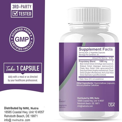 كبسولة Nwlnutra ESTRO اليومية للنساء - مكمل لتوازن الهرمونات الأنثوية في مرحلة انقطاع الطمث ودعم الطاقة - يعيد مستويات الاستروجين الصحية | 60 كبسولة نباتية غير معدلة وراثيًا in Kuwait