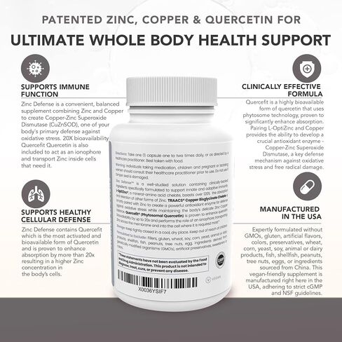 Pure Therapro Rx Zinc Defense | Zinc + Copper + Quercetin | 60 Servings in Vegan Capsules | L-OptiZinc & Quercefit Ionophore | Chelated Minerals | Immune, Gut, & Hormonal Balance Support in Kuwait