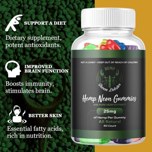 Green Lobster Gummies - Green Lobster Hemp Gummies - Green Lobster Gummys, Green Lobster Gummies Premium Blend Hemp, Green Lobster Hemp Extract Advanced Formula Shark Hemp Tank (60 Gummies) in Kuwait